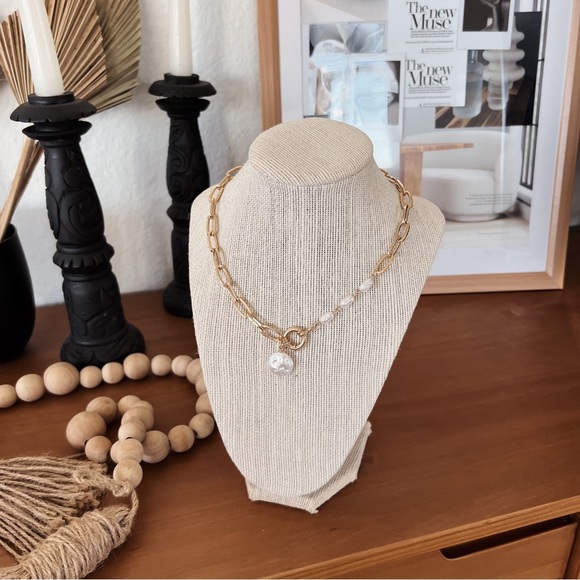 ✨ PEARL STYLE CHAIN DOUBLE LINKED NECKLACE - Picture 4 of 7